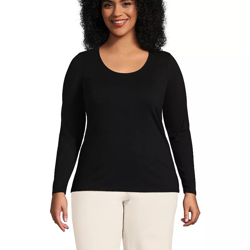 Plus Size Lands' End Lightweight Jersey T-Shirt, Women's, Size: 1XL, Black Product Image
