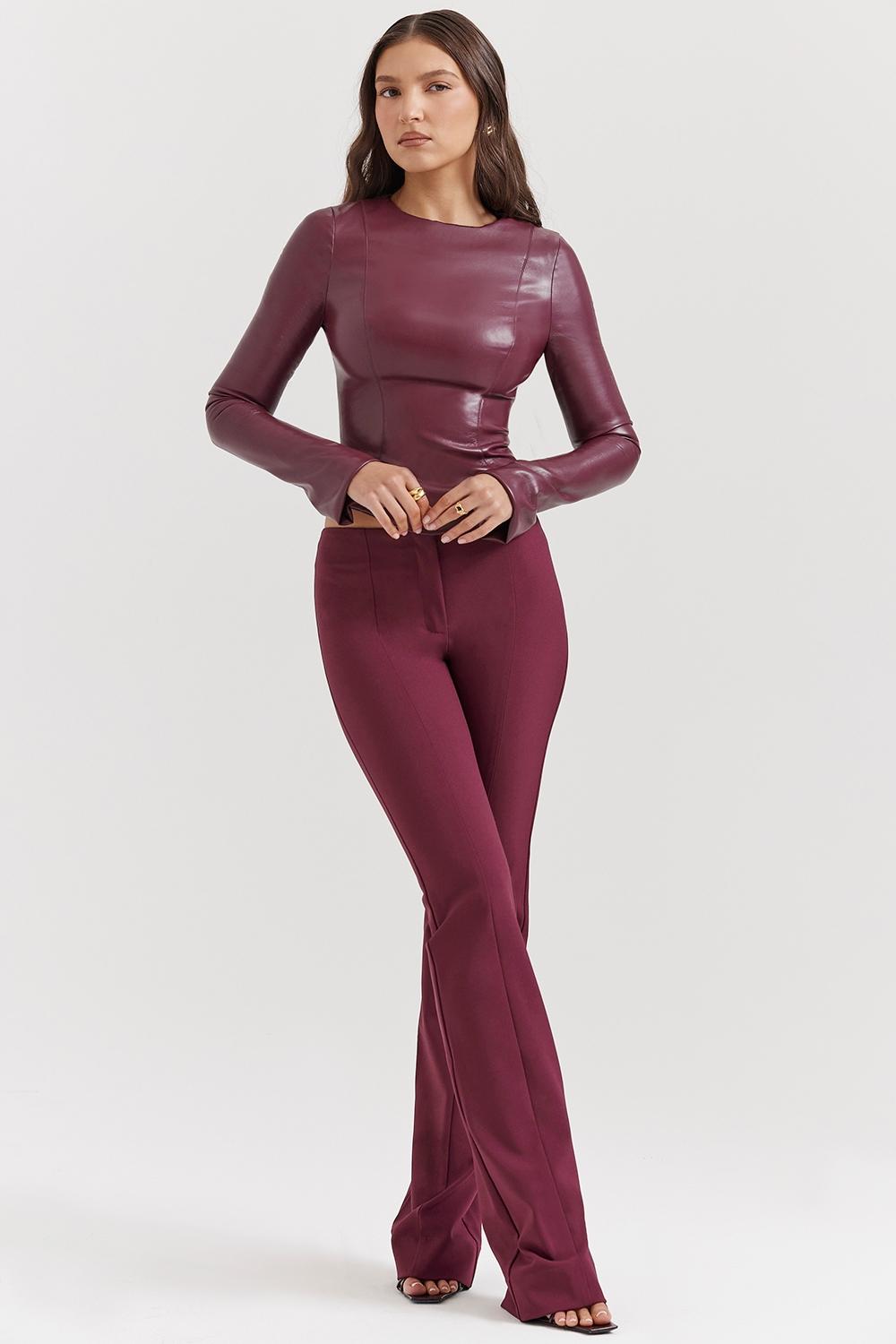 Mylah  wine vegan leather top Product Image