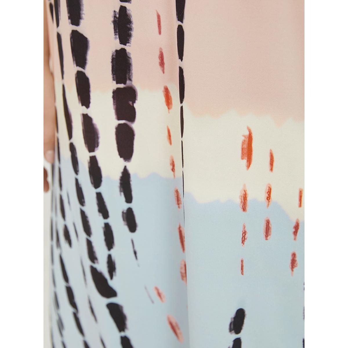 Plus Size Tie Dye Crew Neck Pocket Color Block Contrast Dress Multicolor Women Vacation Contrast Round Neck Short sleeve Curvy Midi Dress BloomChic 14-16/1X Product Image