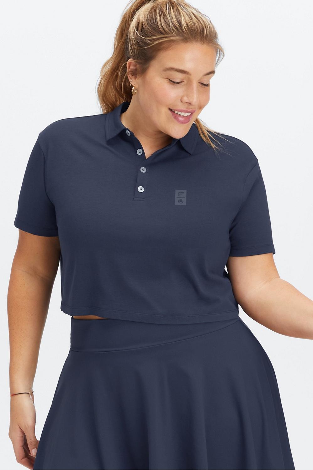 Fabletics Universal Tennis Boxy Short-Sleeve Polo Womens blue Size XS Product Image