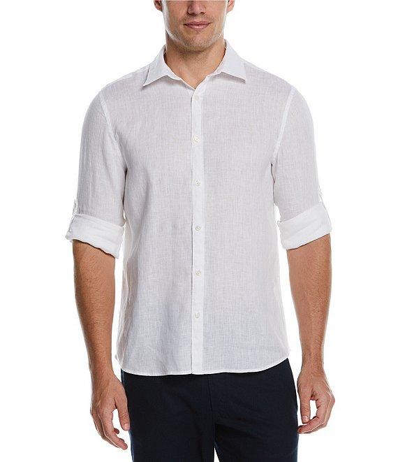 Perry Ellis Solid Linen Long Sleeve Woven Shirt Product Image