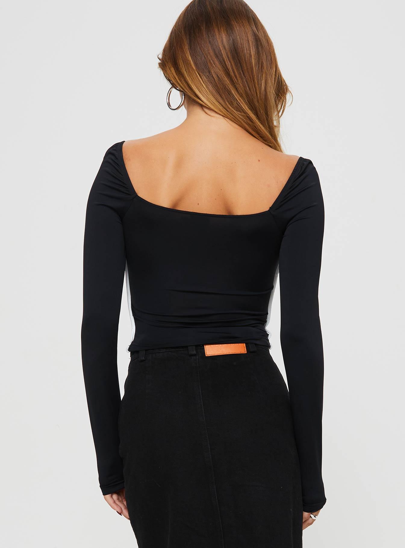 Maidenwell Contrast Long Sleeve Top Black Product Image