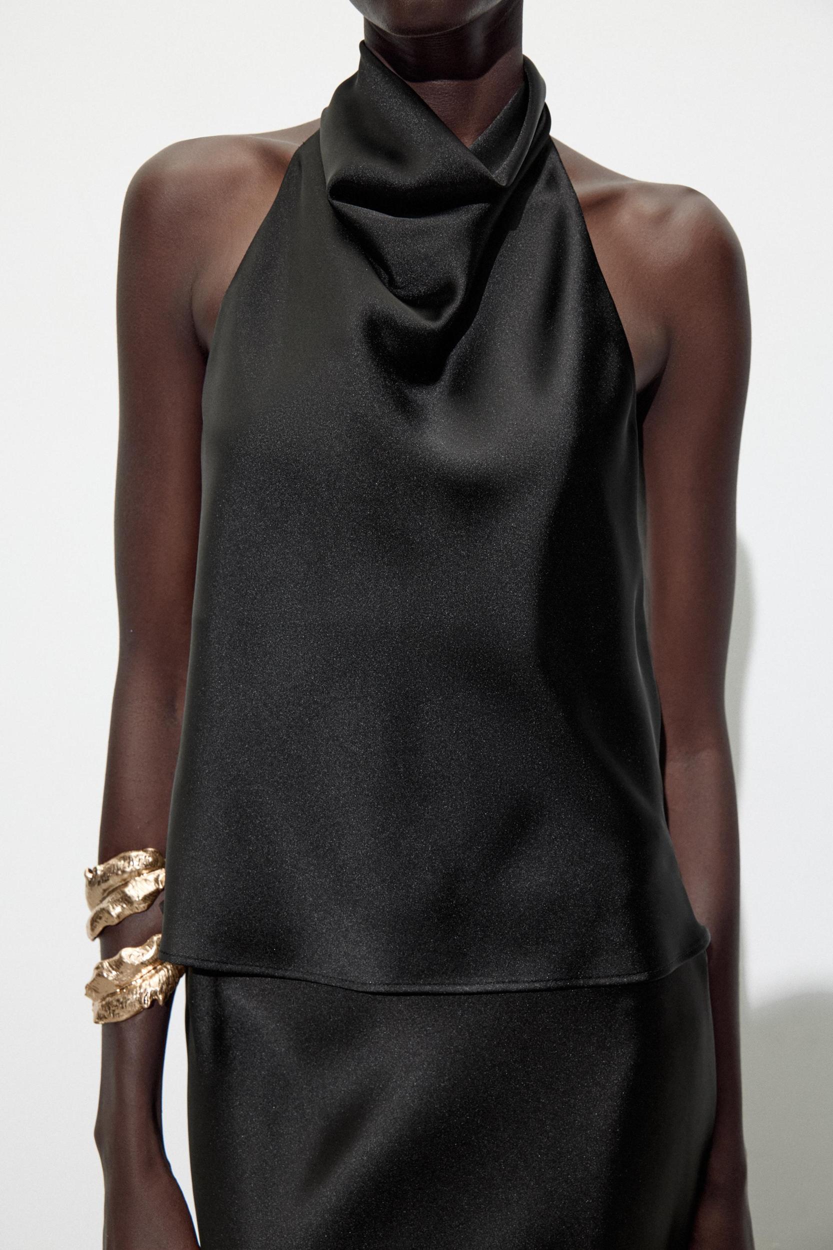 SATIN EFFECT HALTER TOP Product Image