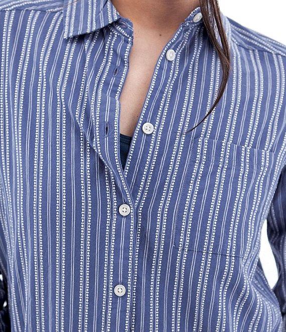 Aventura Colmar Stripe Collared Neckline 3/4 Roll Tab Top Product Image