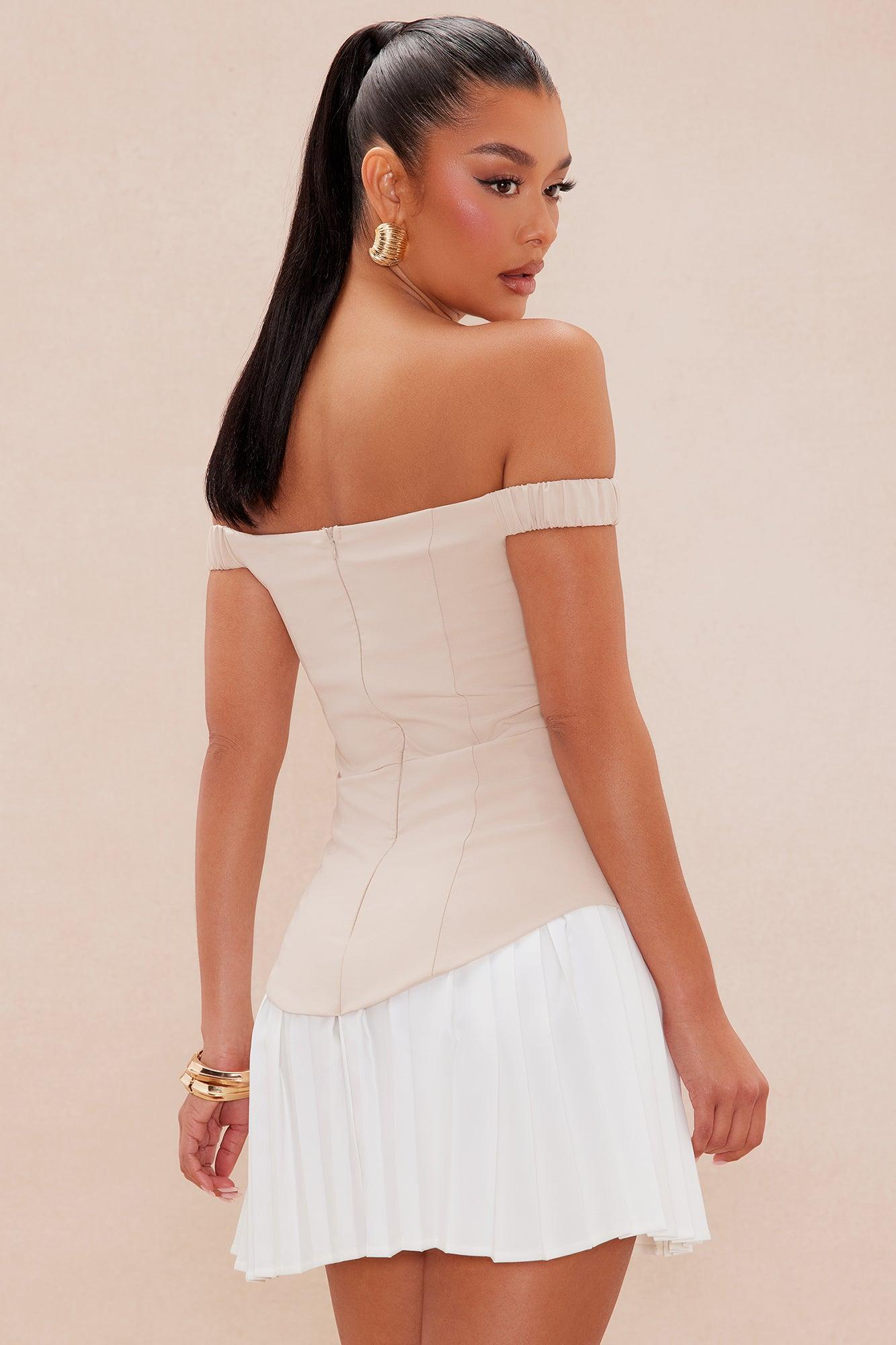 Penny Pleated Mini Dress - Taupe/combo Product Image