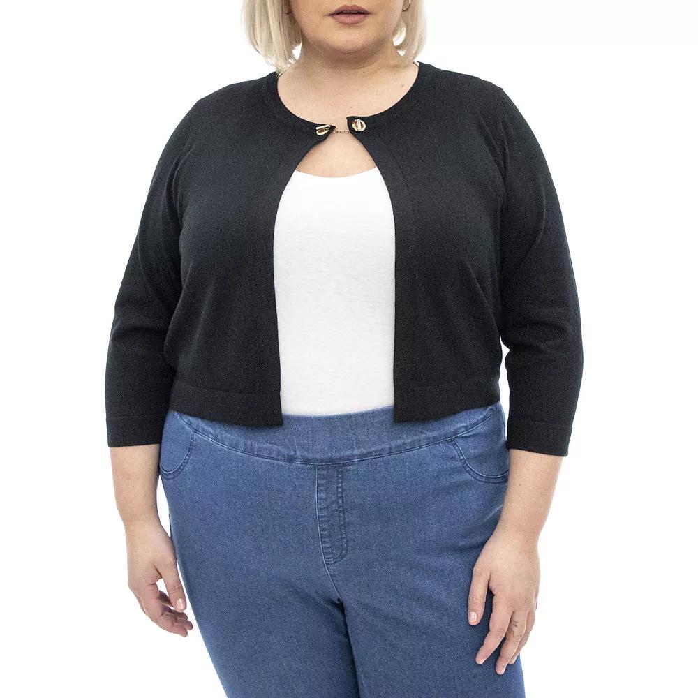 Plus Size Nina Leonard Crop Bolero, Women's, Size: 3XL, Black Product Image
