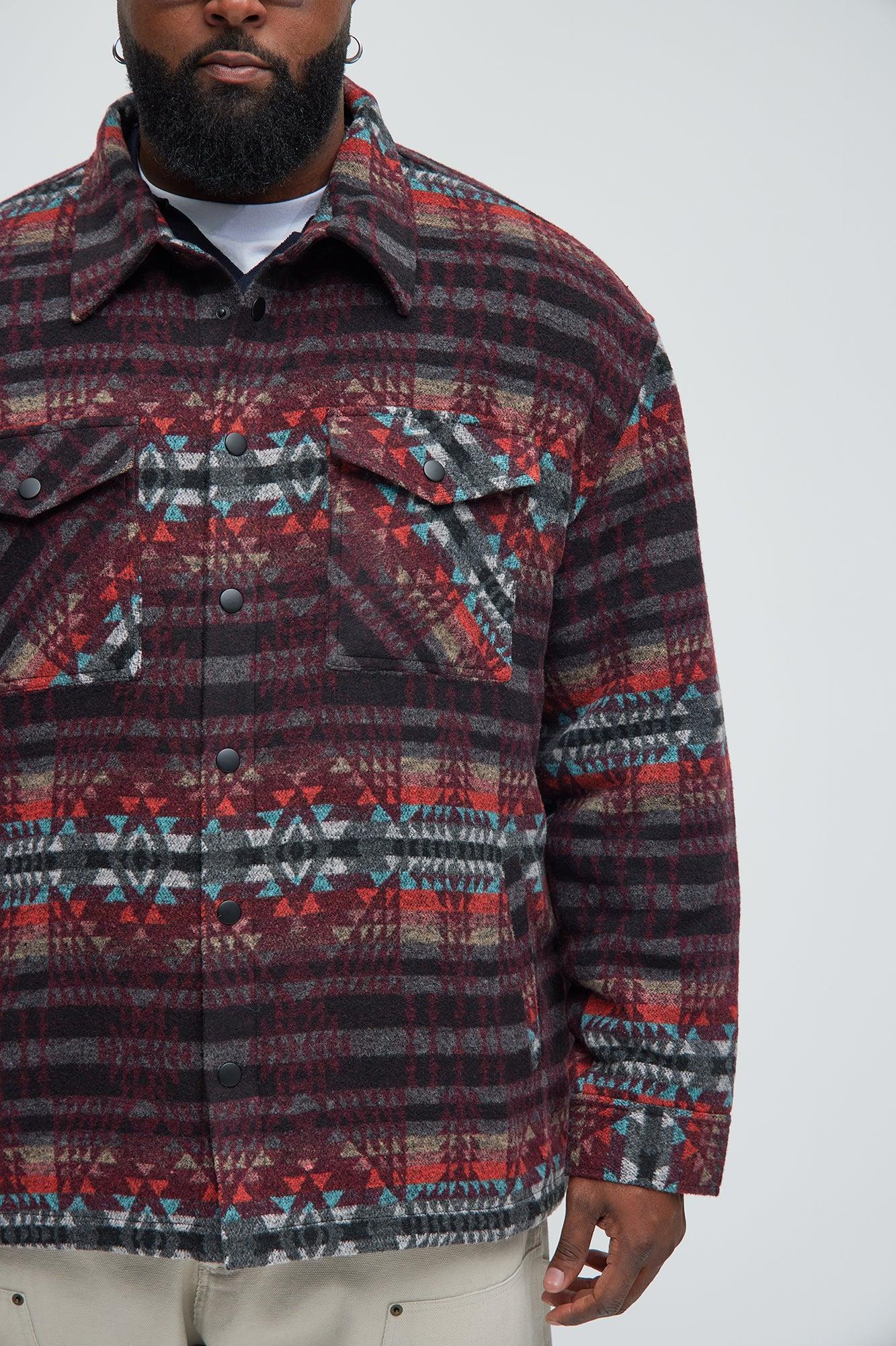 If We Ever Tried Quilted Shacket - Burgundy/combo Product Image