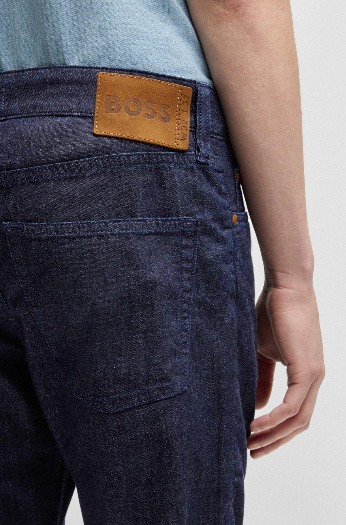 Slim-fit jeans in dark-blue comfort-stretch denim Product Image
