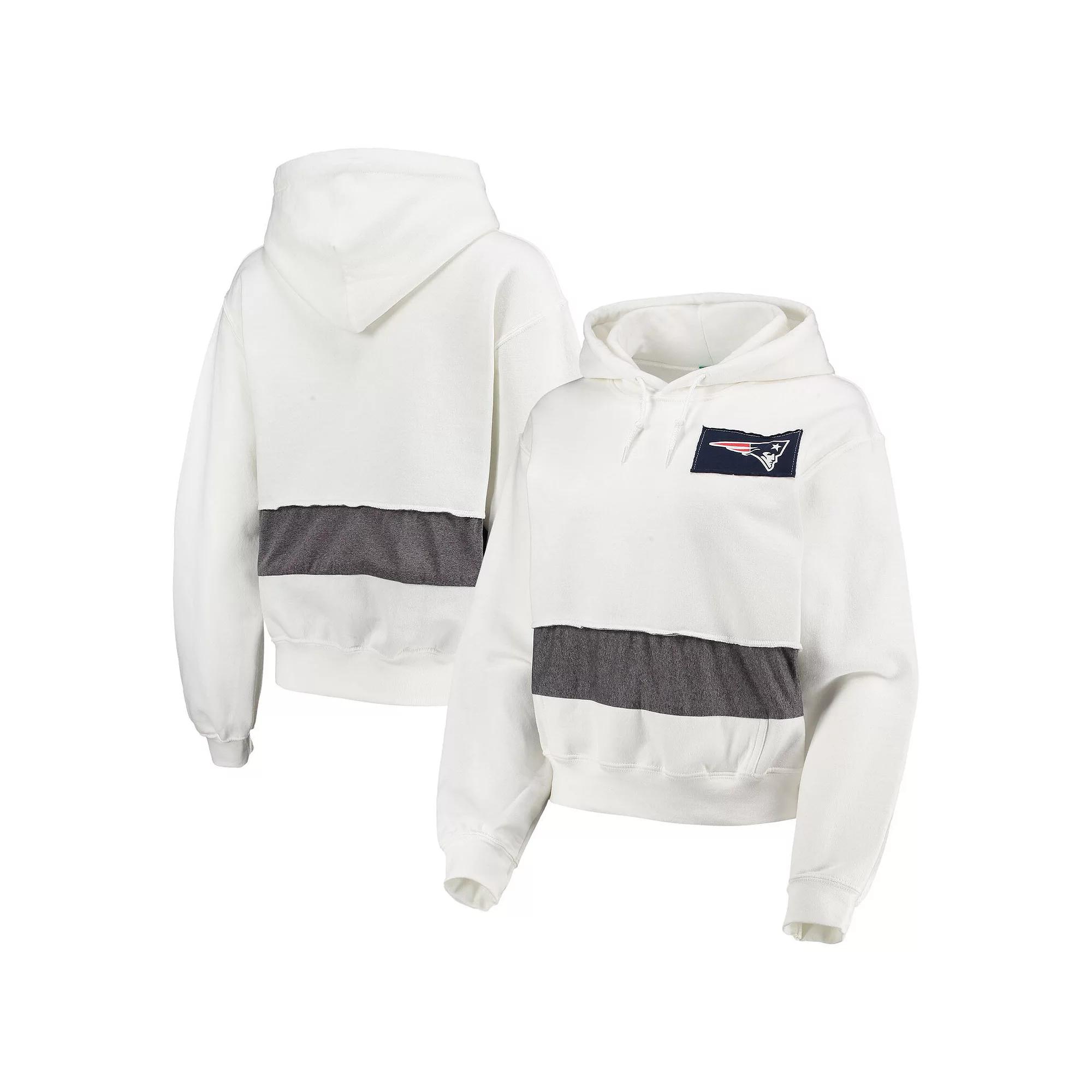 Women's Refried Apparel White New England Patriots Sustainable Crop Dolman Pullover Hoodie, Size: Medium Product Image