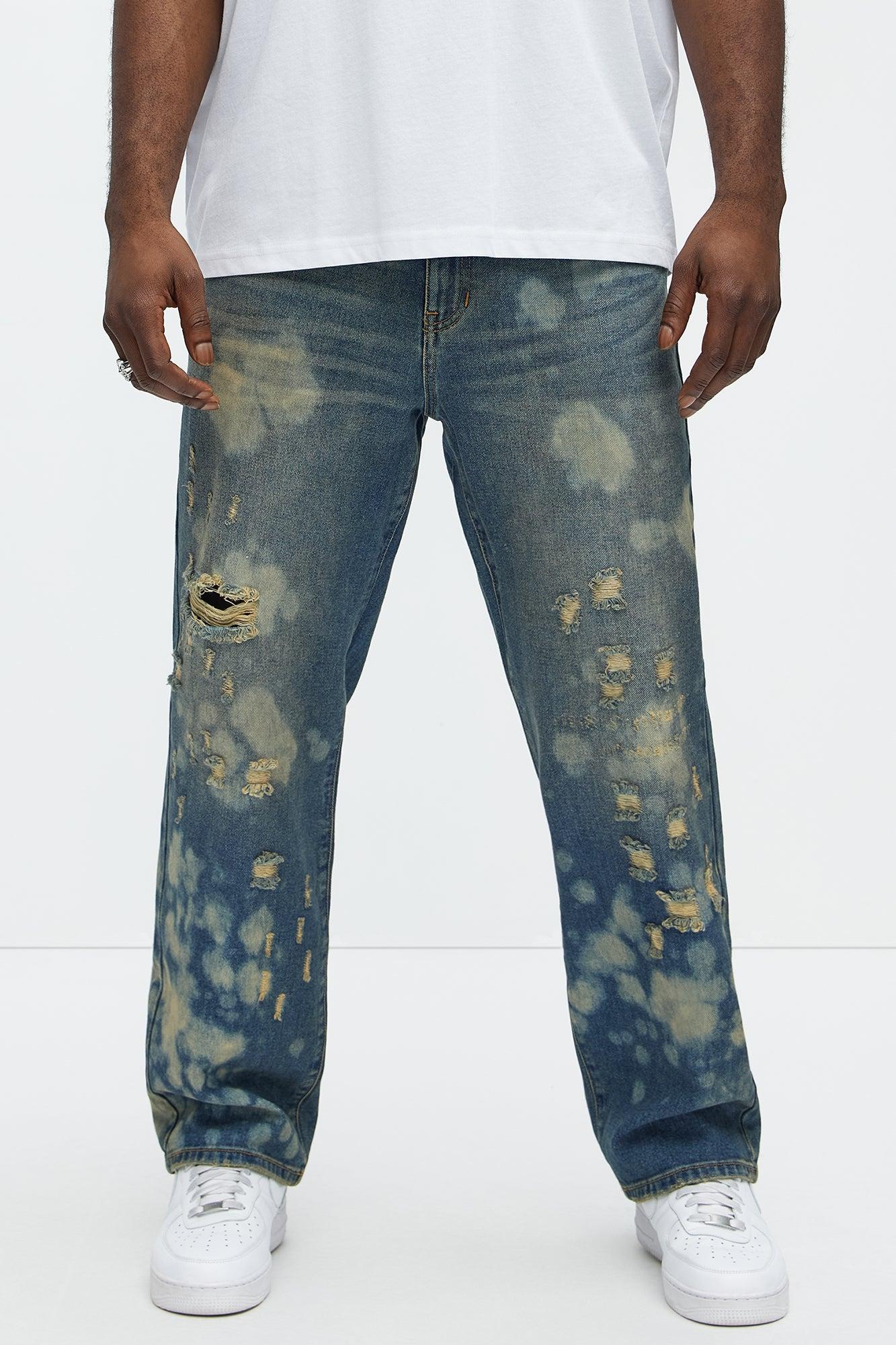Go At It Straight Stained Jeans - Vintage Blue Wash Product Image