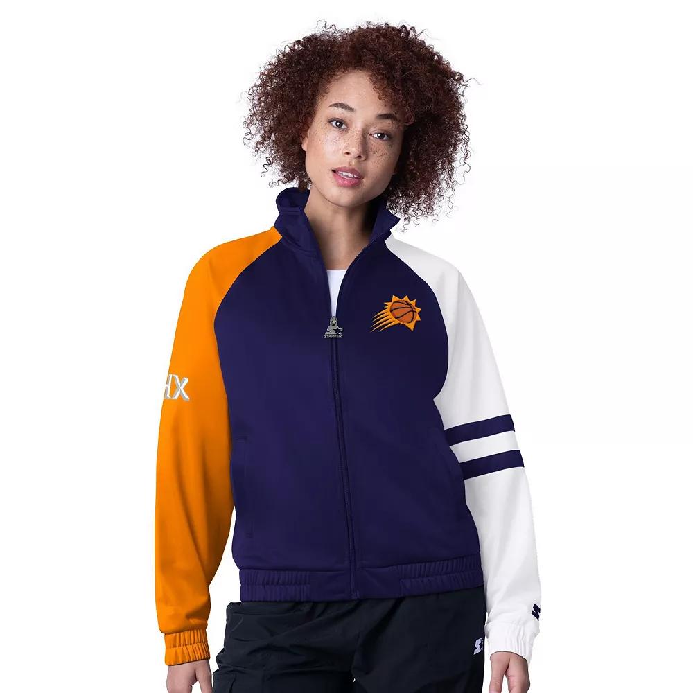 Women's Starter Blue New York Knicks Line Up Dolman Raglan Full-Zip Track Jacket, Size: Small Product Image