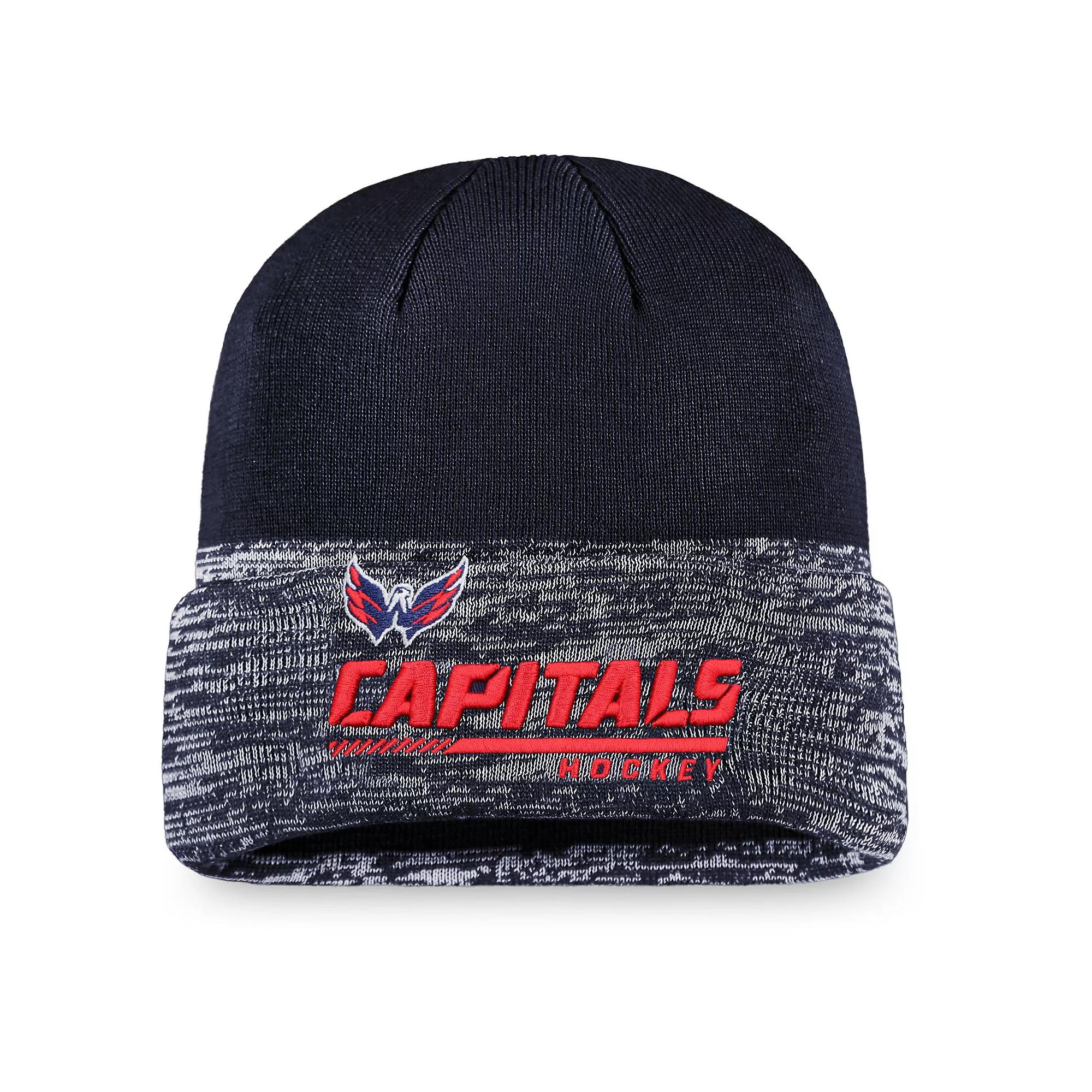 Men's Fanatics Branded Navy Washington Capitals Authentic Pro Locker Room Official Graphic Cuffed Knit Hat, Blue Product Image
