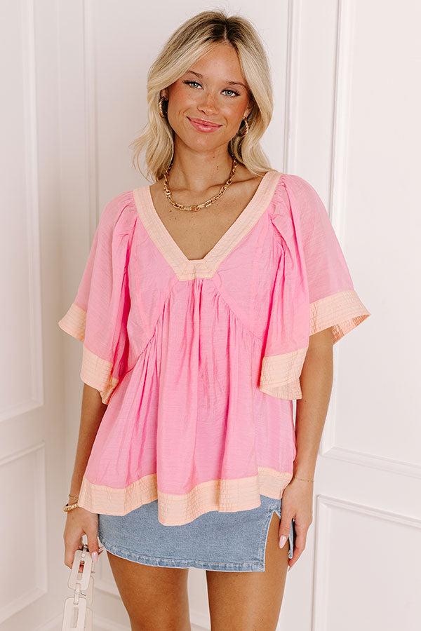 Blissful Smile Babydoll Top in Pink Product Image
