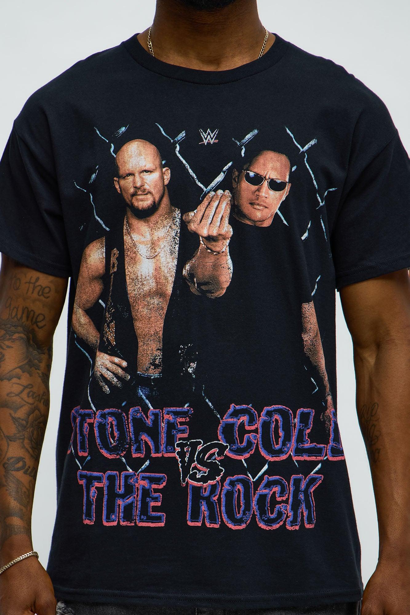 WWE Stone Cold Vs The Rock Short Sleeve Tee - Black Product Image