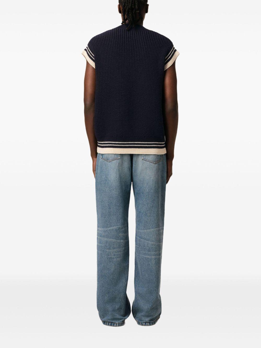 ribbed sleeveless V-neck sweater Product Image