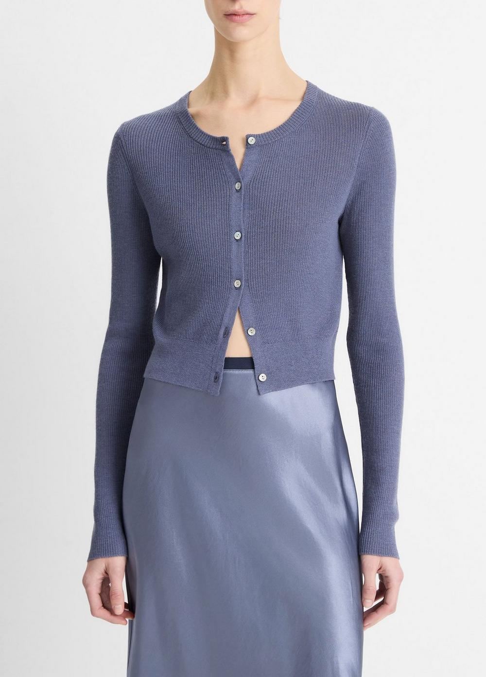 Ribbed Cashmere-Silk Slim Cardigan Product Image