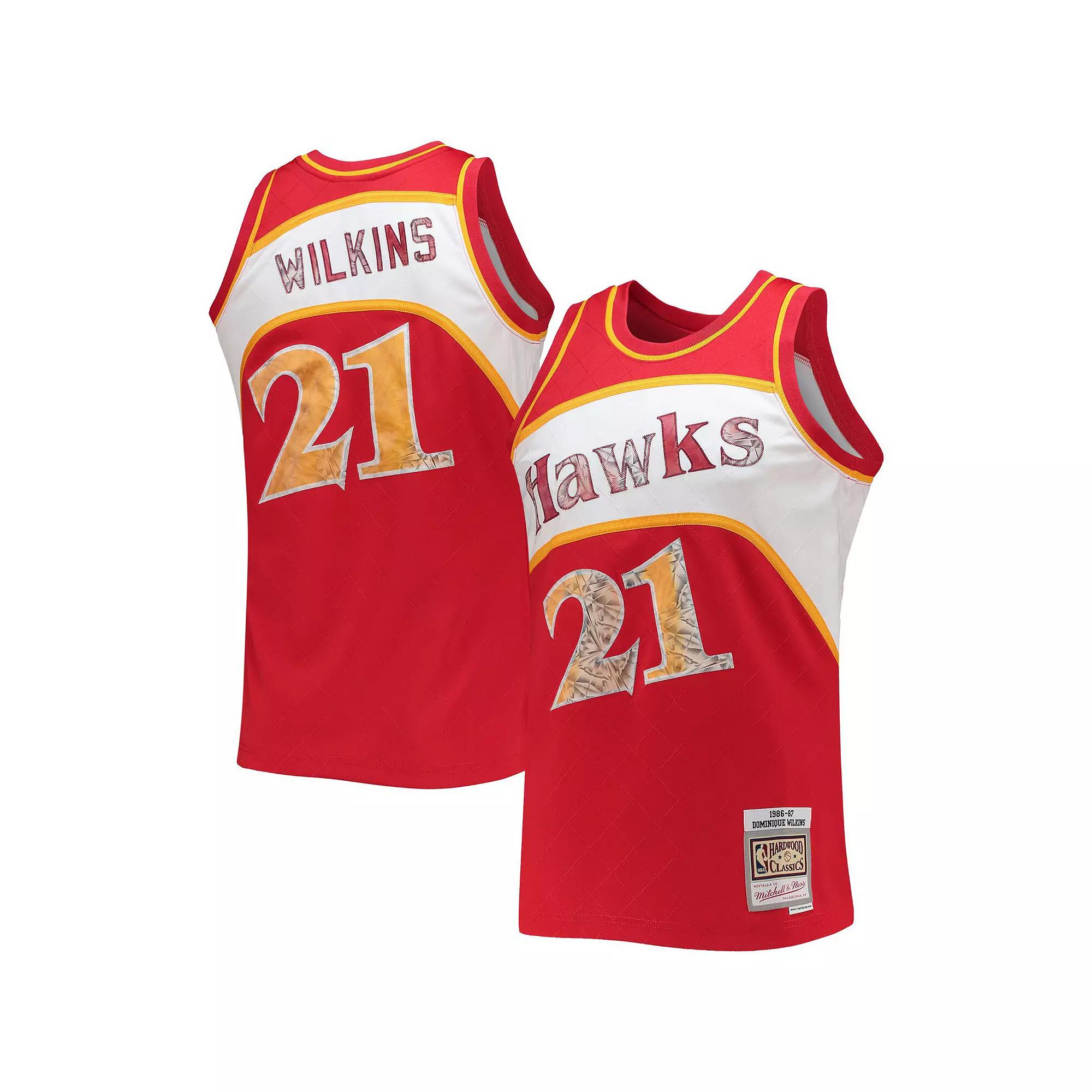 Men's Mitchell & Ness Dominique Wilkins Red Atlanta Hawks 1986-87 Hardwood Classics 75th Anniversary Diamond Swingman Jersey, Size: Small Product Image