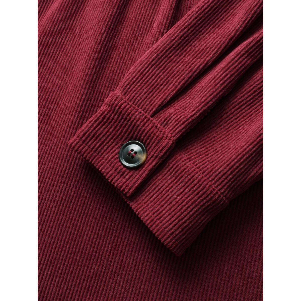 Plus Size Corduroy Collared Flap Detail Jacket Women Scarlet Gathered Elegant Jackets BloomChic 28/5X Product Image