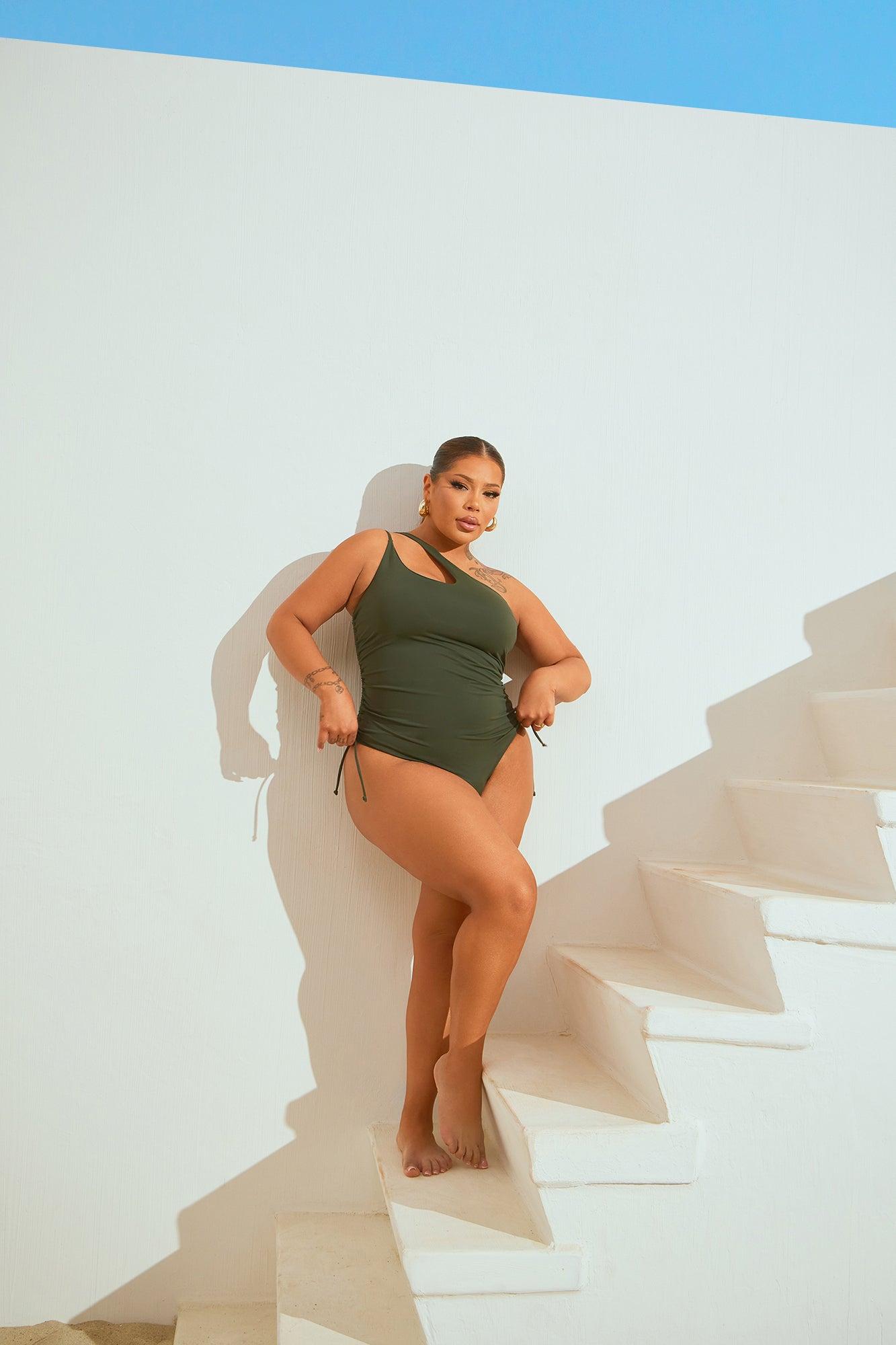 Mariah Ruched 1 Piece Swimsuit - Olive Product Image