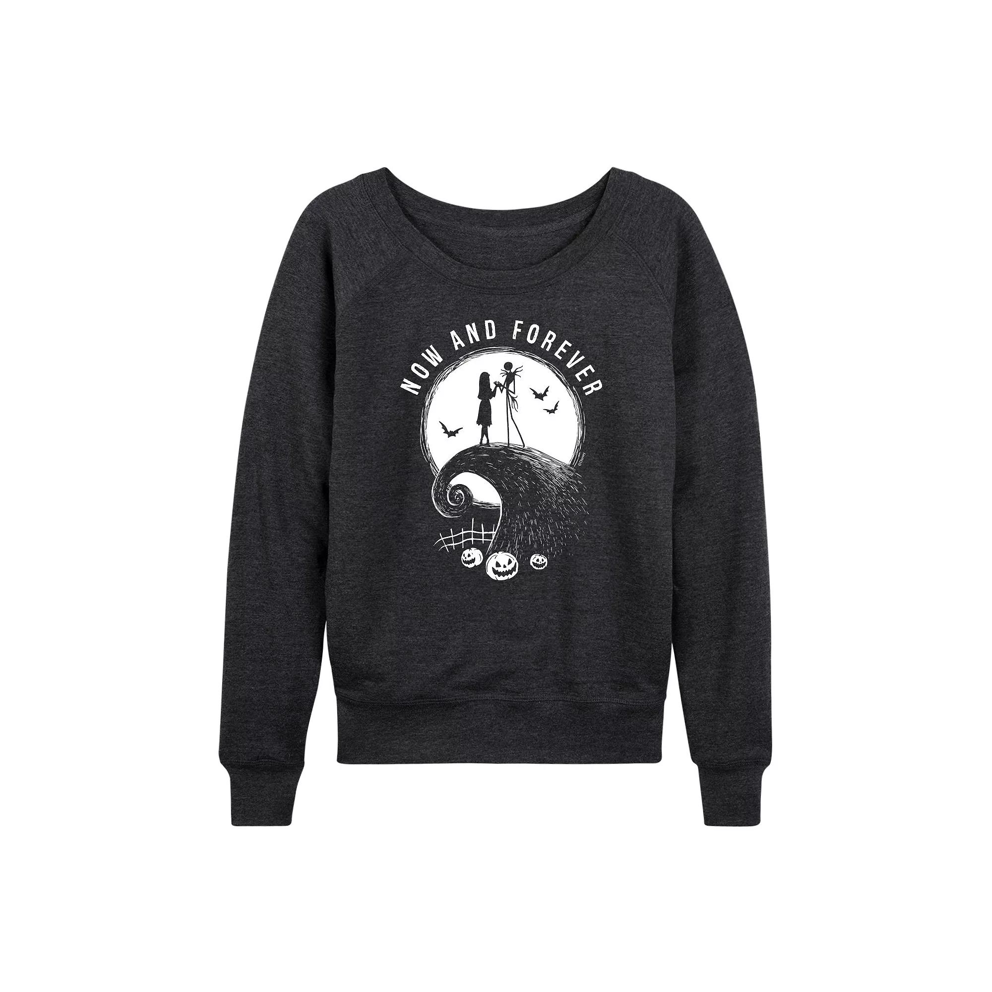 Disney's Nightmare Before Christmas Jack & Sally Women's Now and Forever French Terry Long Sleeve Tee,  Product Image