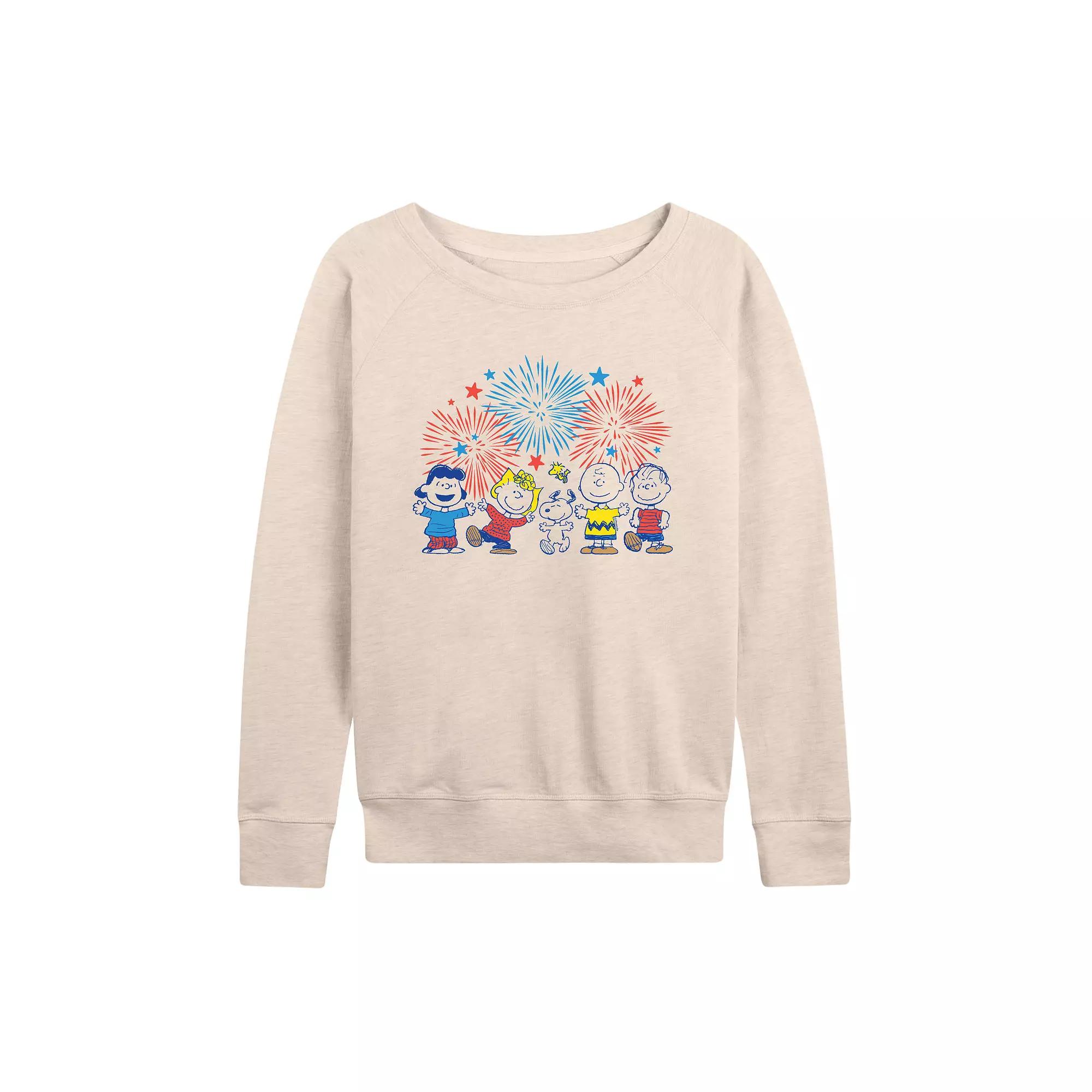 Women's Peanuts Fireworks French Terry Long Sleeve Tee,  Product Image