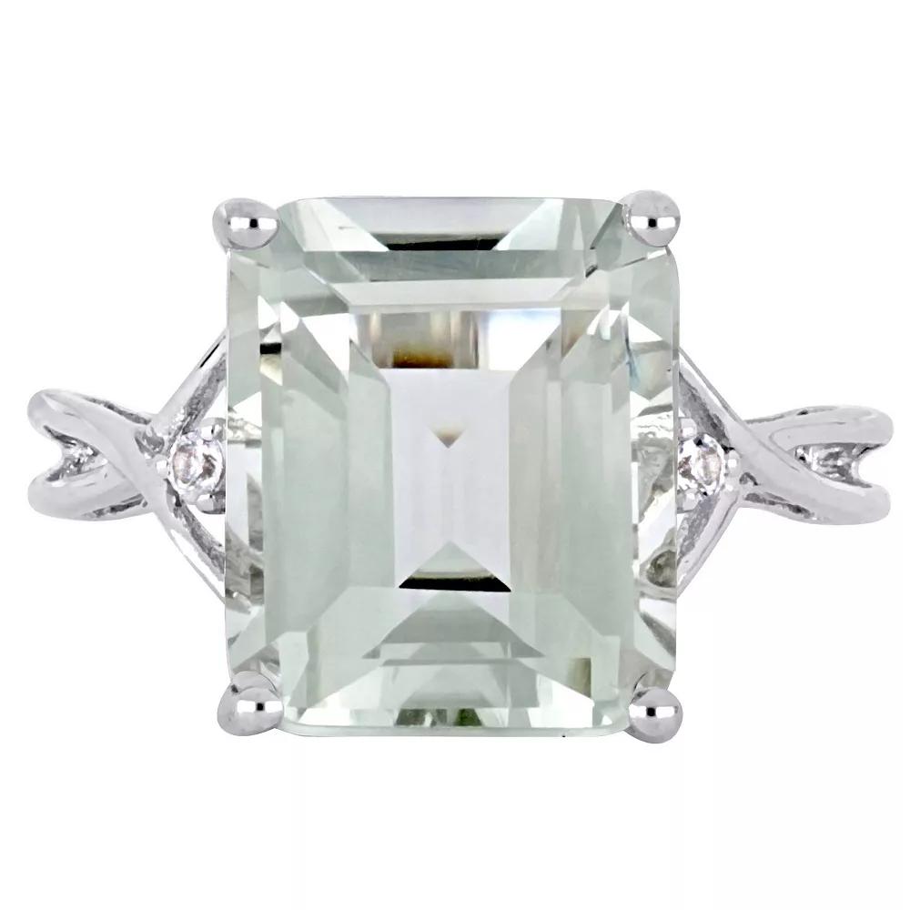Stella Grace Sterling Silver Green Quartz & White Topaz Twist Ring, Women's,  Product Image