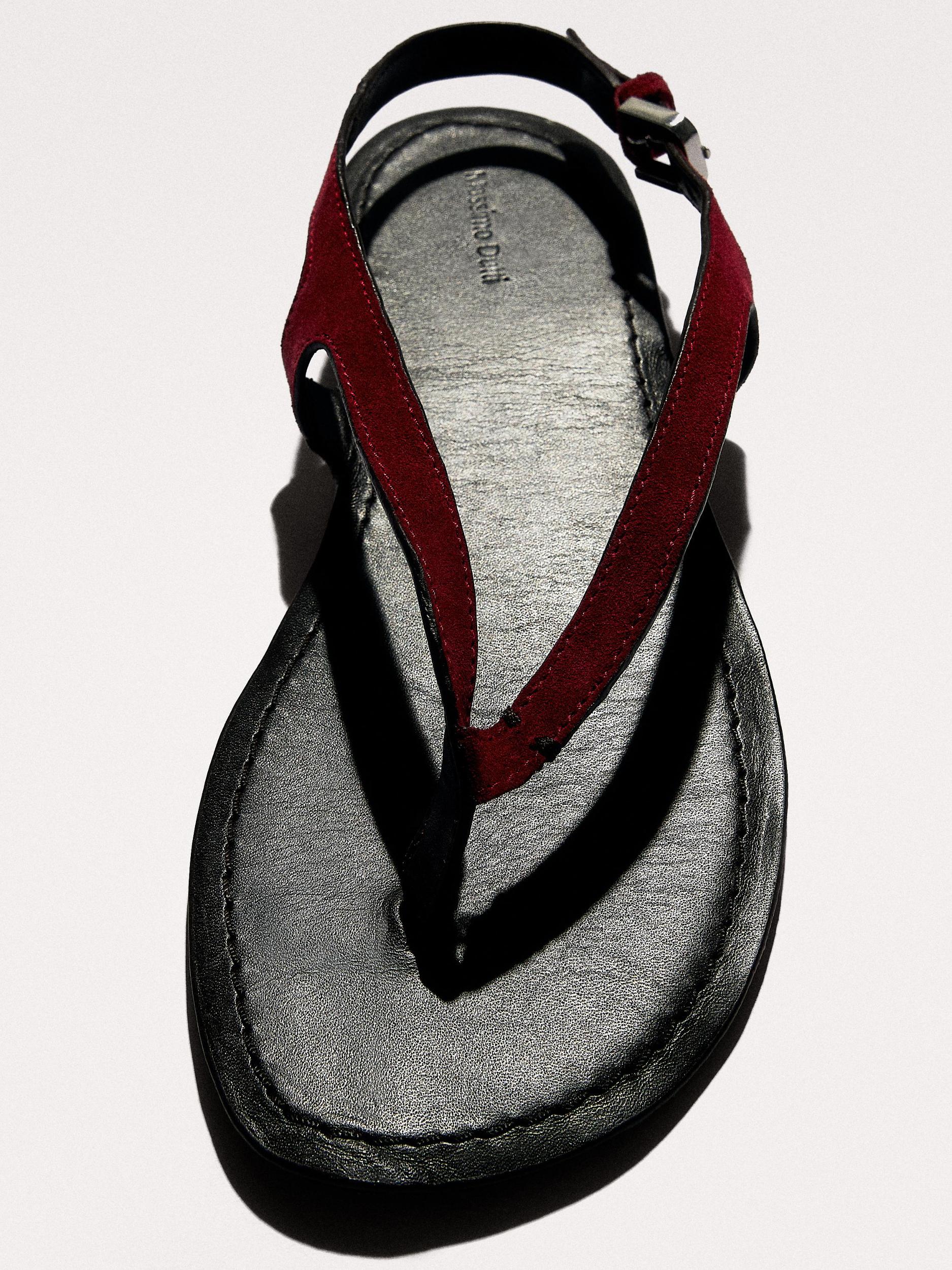 Split suede flat sandals Product Image