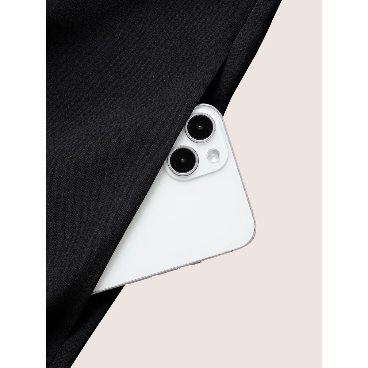 Plus Size Geometric Square Neck Raglan Sleeve Elastic Waist Dress Black Women At the Office Non Square Neck Half Sleeve Curvy Midi Dress BloomChic 12/L Product Image