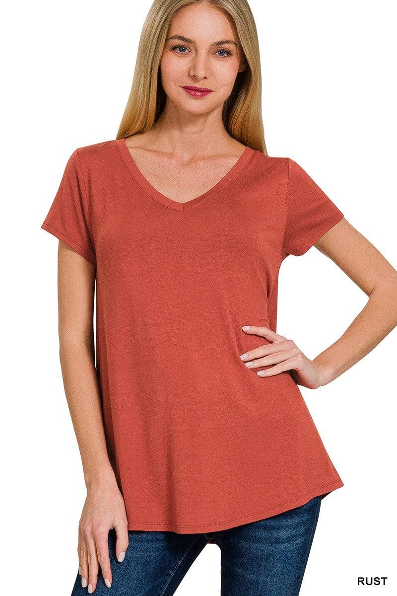Zenana Rayon Short Sleeved Round Hem Top Product Image