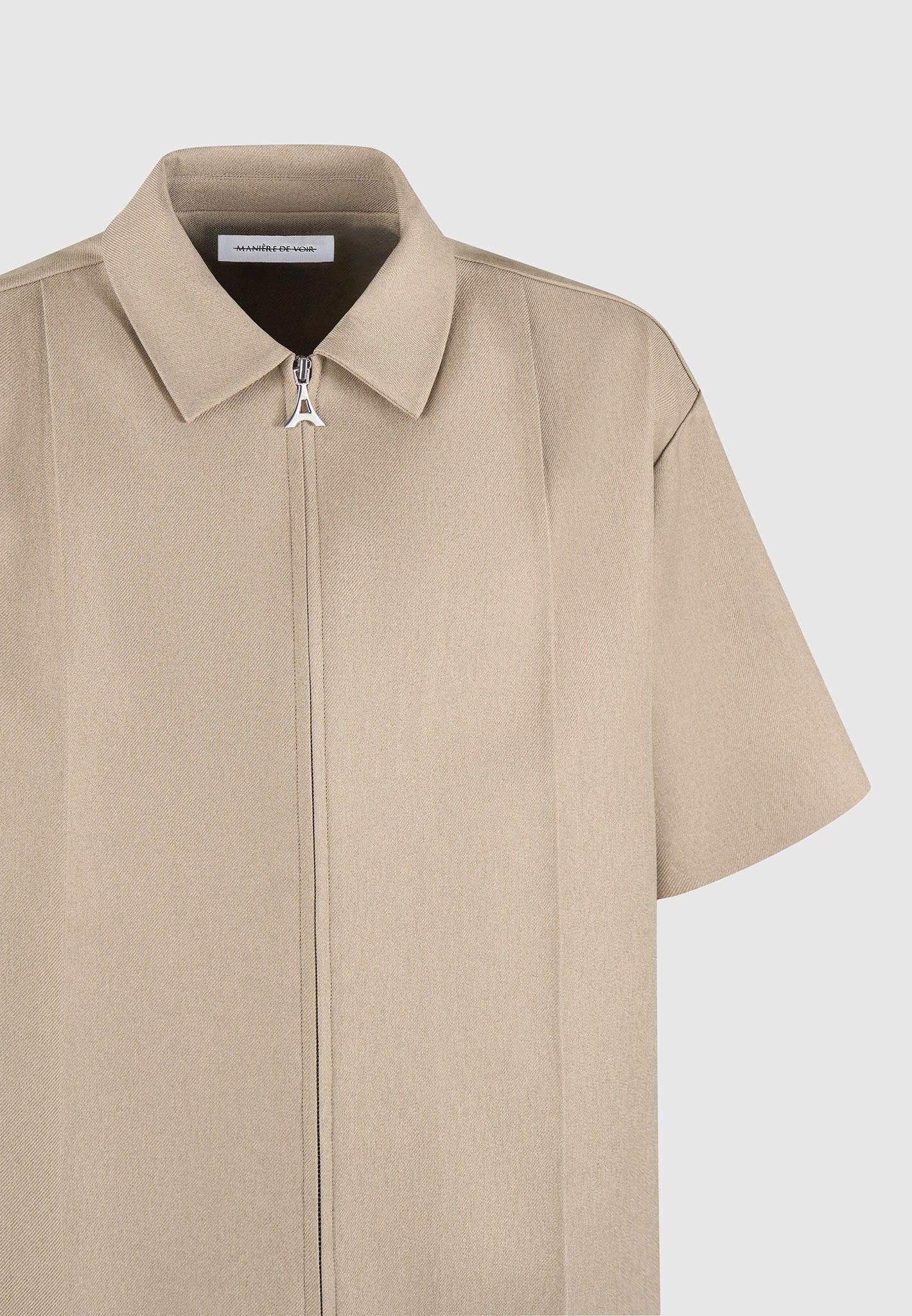 Boxy Shirt with Crease - Beige Male Product Image