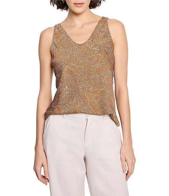 NIC + ZOE Swirling Sands Woven V-Neck Sleeveless Tank Product Image