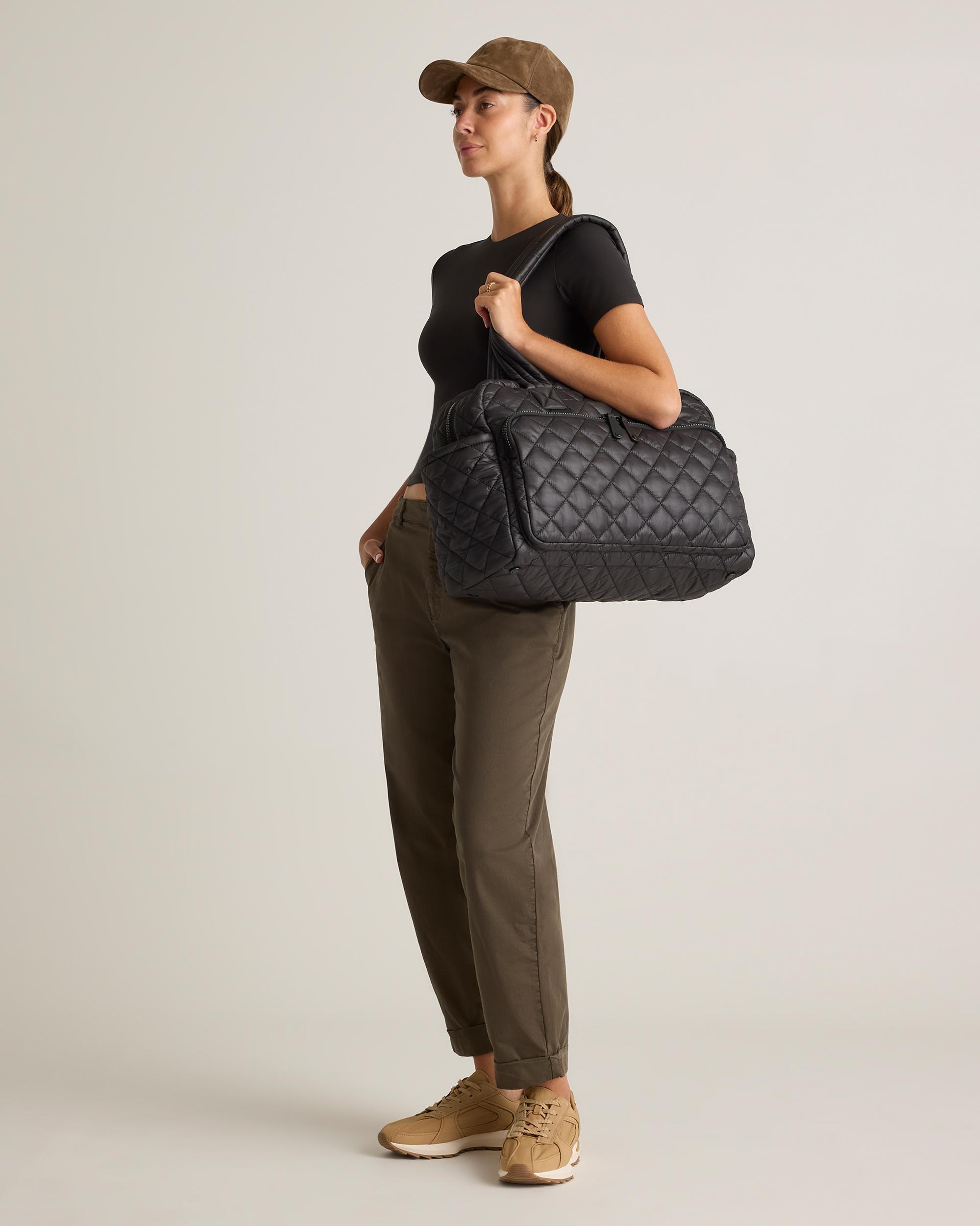Quince | Women's Transit Quilted Duffle Bag in Black, Nylon Product Image