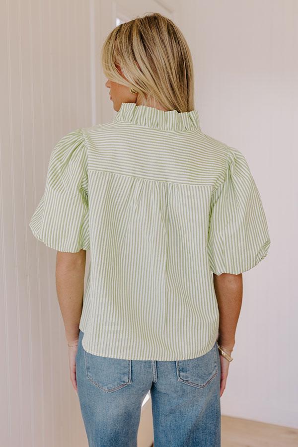 Sorbet And Stripes Ruffle Top in Lime Product Image