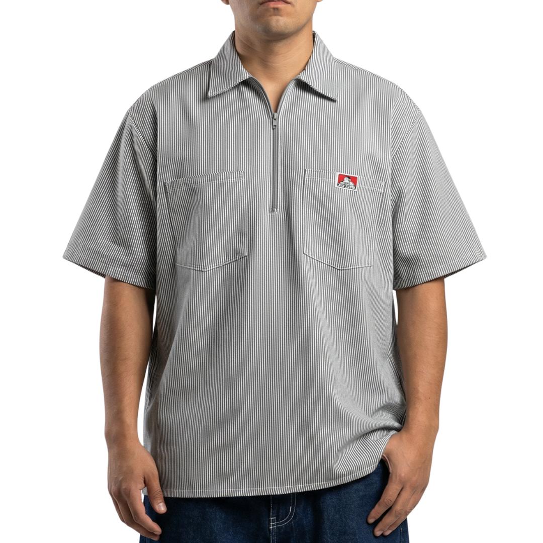 Ben Davis Short Sleeve Striped Half-Zip Shirt Male Product Image