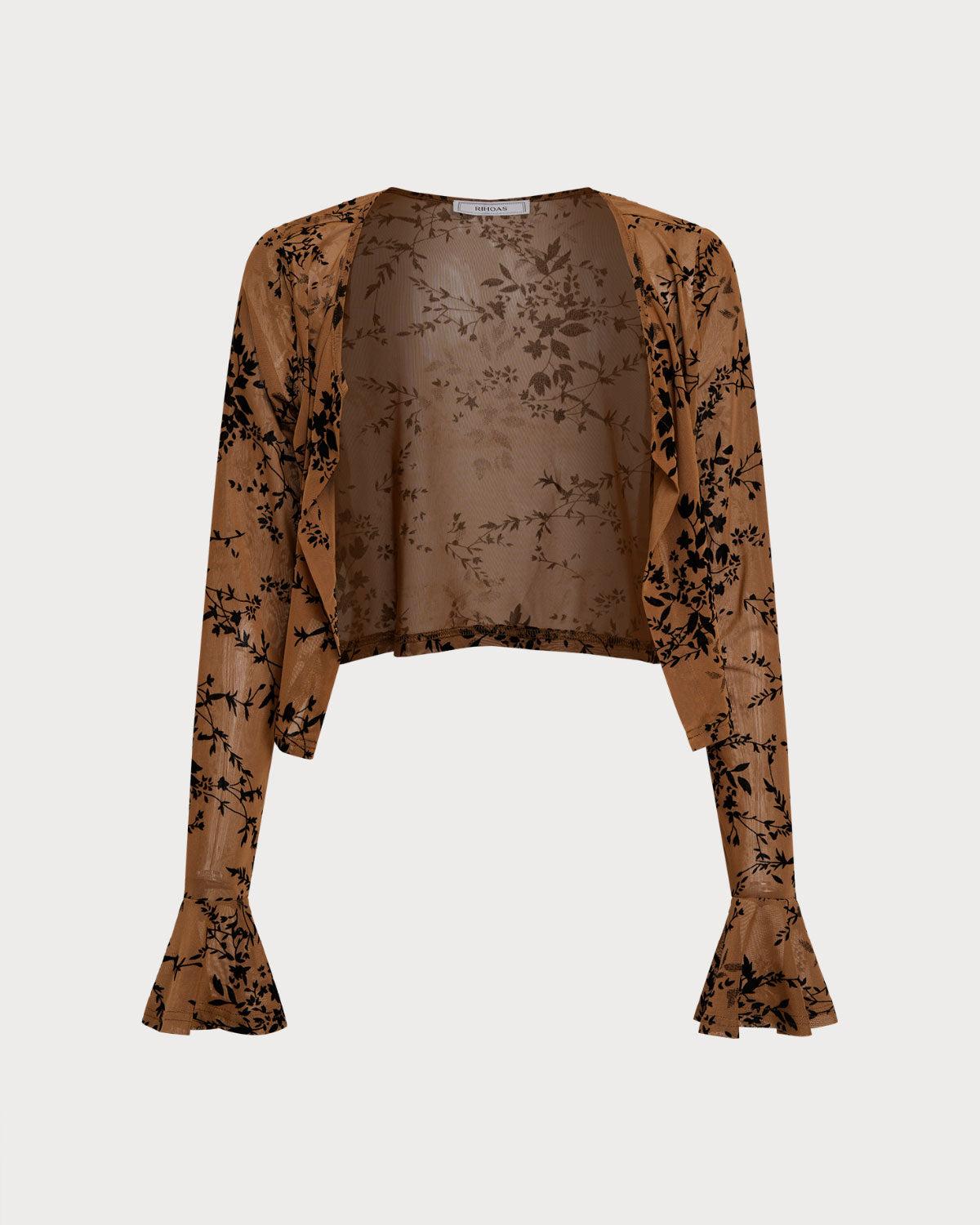 Brown Floral Two-piece Midi Dress Product Image