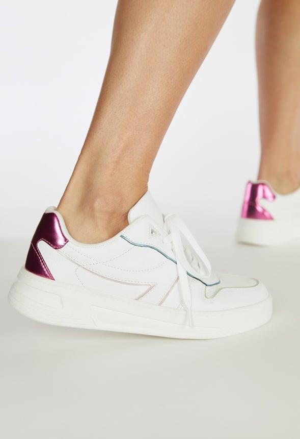 JustFab Margaux Platform Loafer Pump Womens Black/ White Size 8.5 Product Image