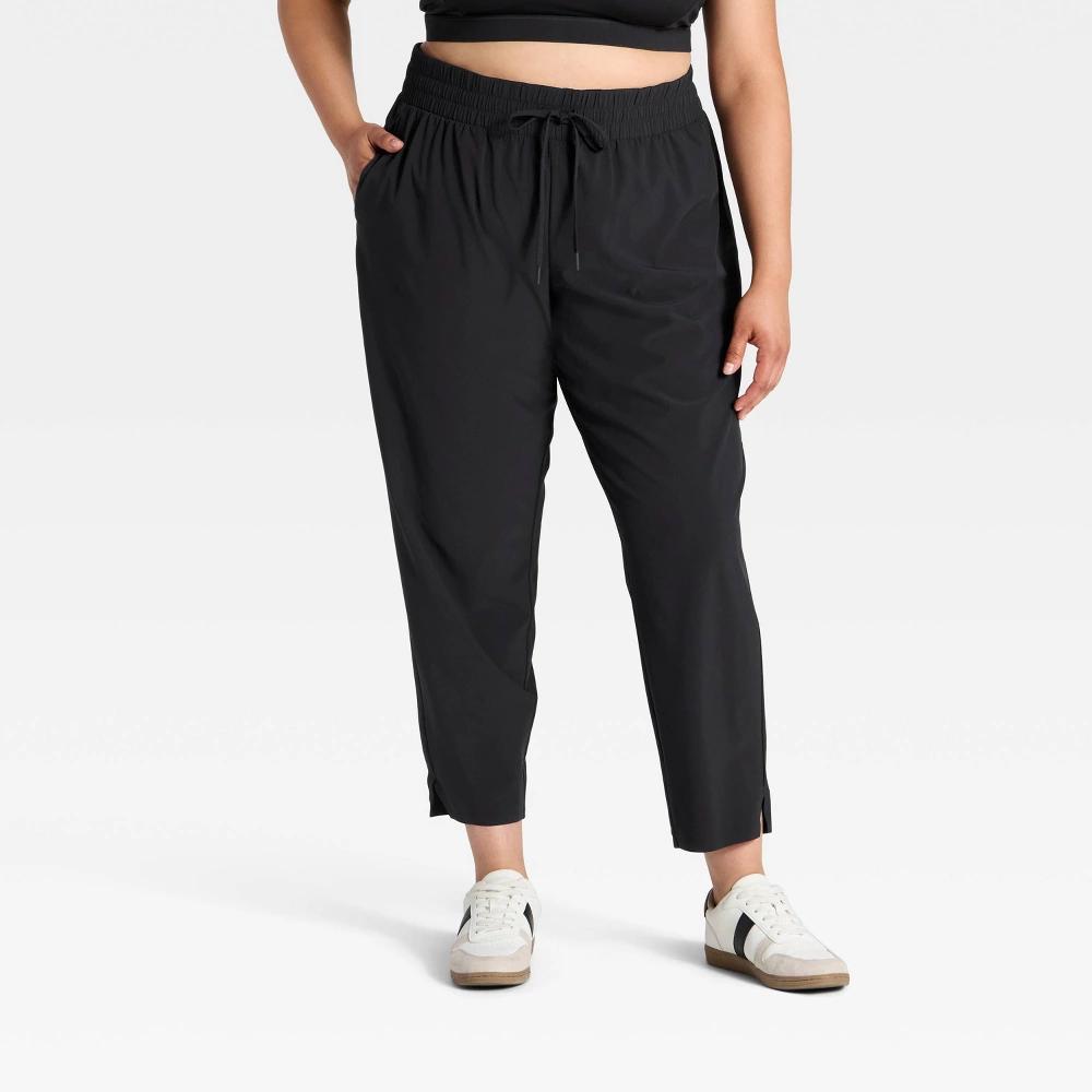 Women's Active Light High-Rise Taper Pants - All In Motion™ Black XXL Long: Moisture Wicking, Quick Drying Product Image
