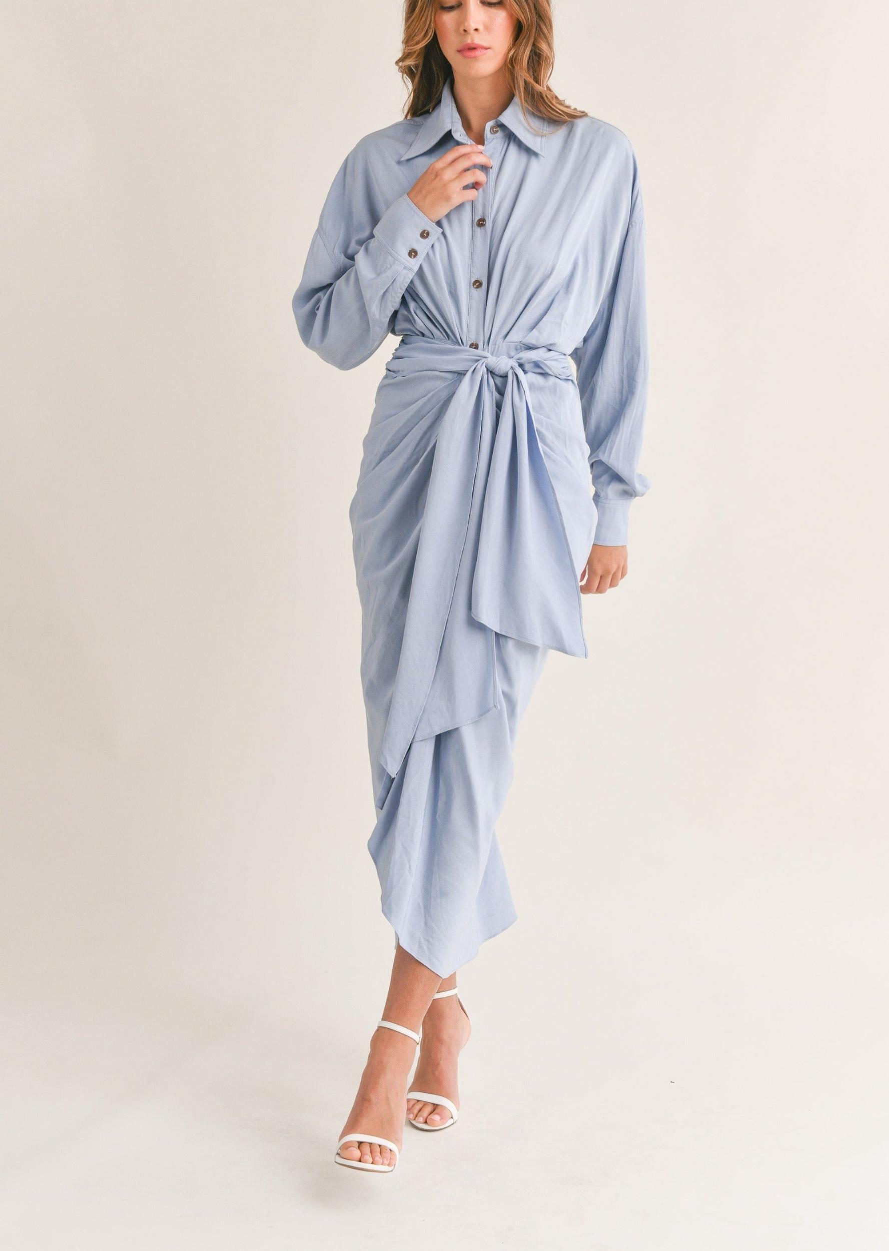 Elegant Shirt Midi Dress Product Image