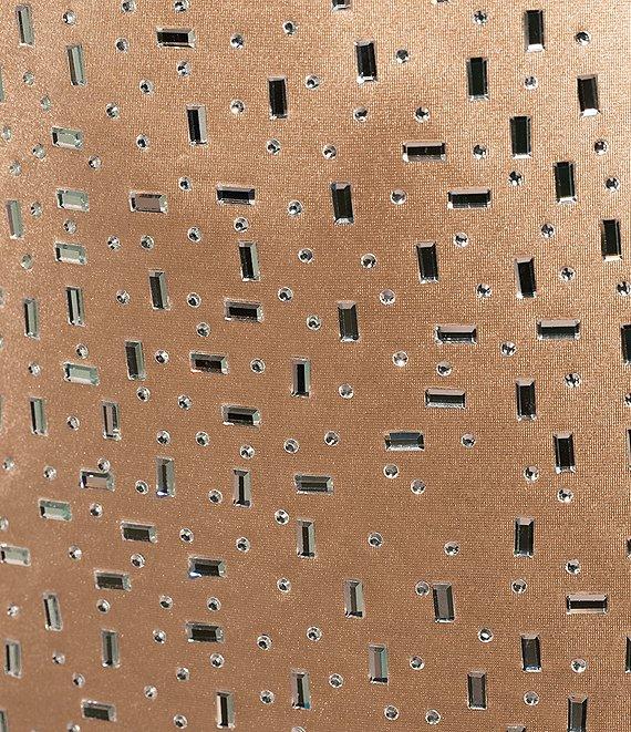 B. Darlin V-Neck Halter Heavy Knit Satin Allover Printed Stones Bodycon Dress Product Image