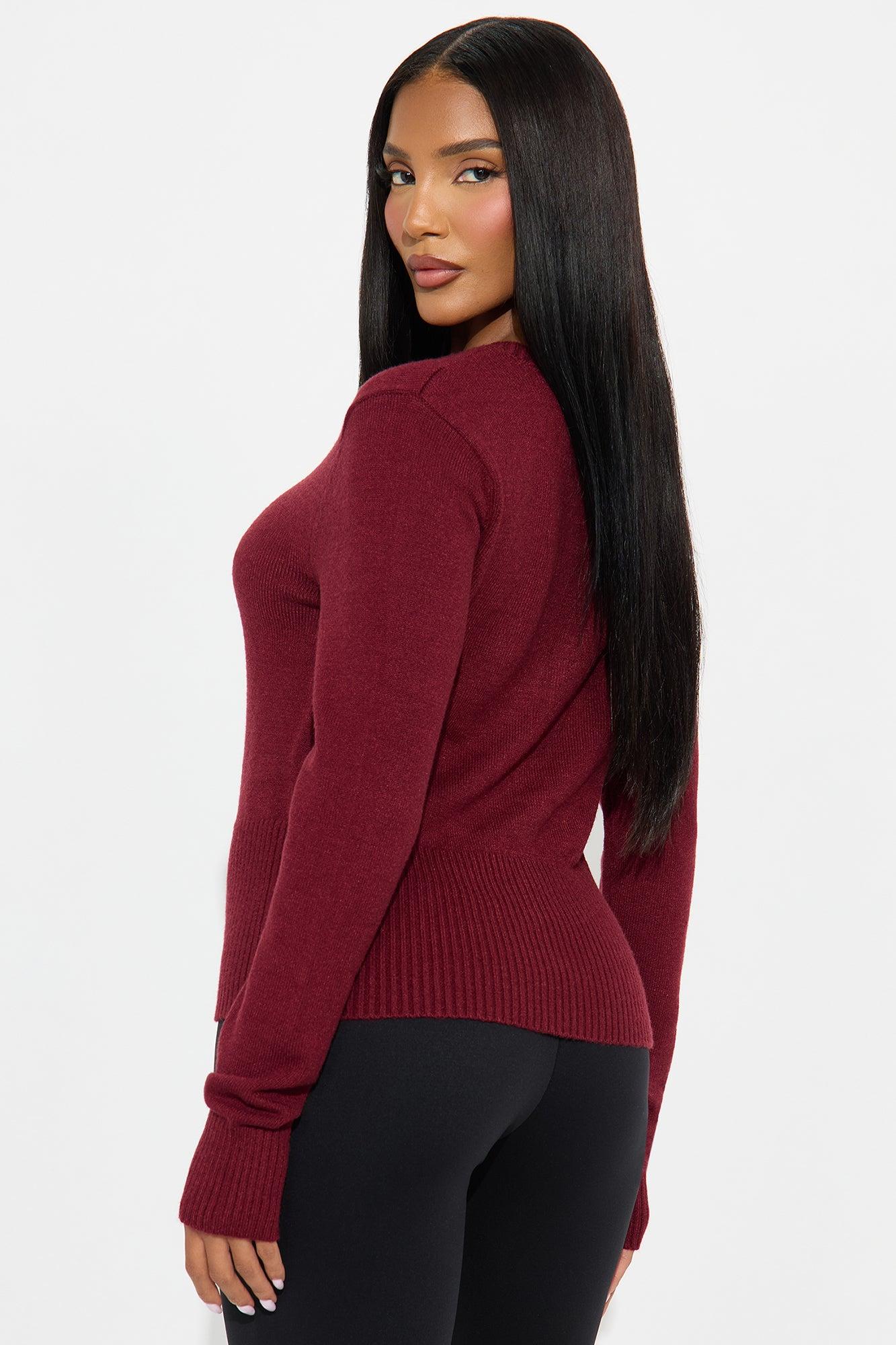 Miss Me Everyday Cardigan - Burgundy Female Product Image