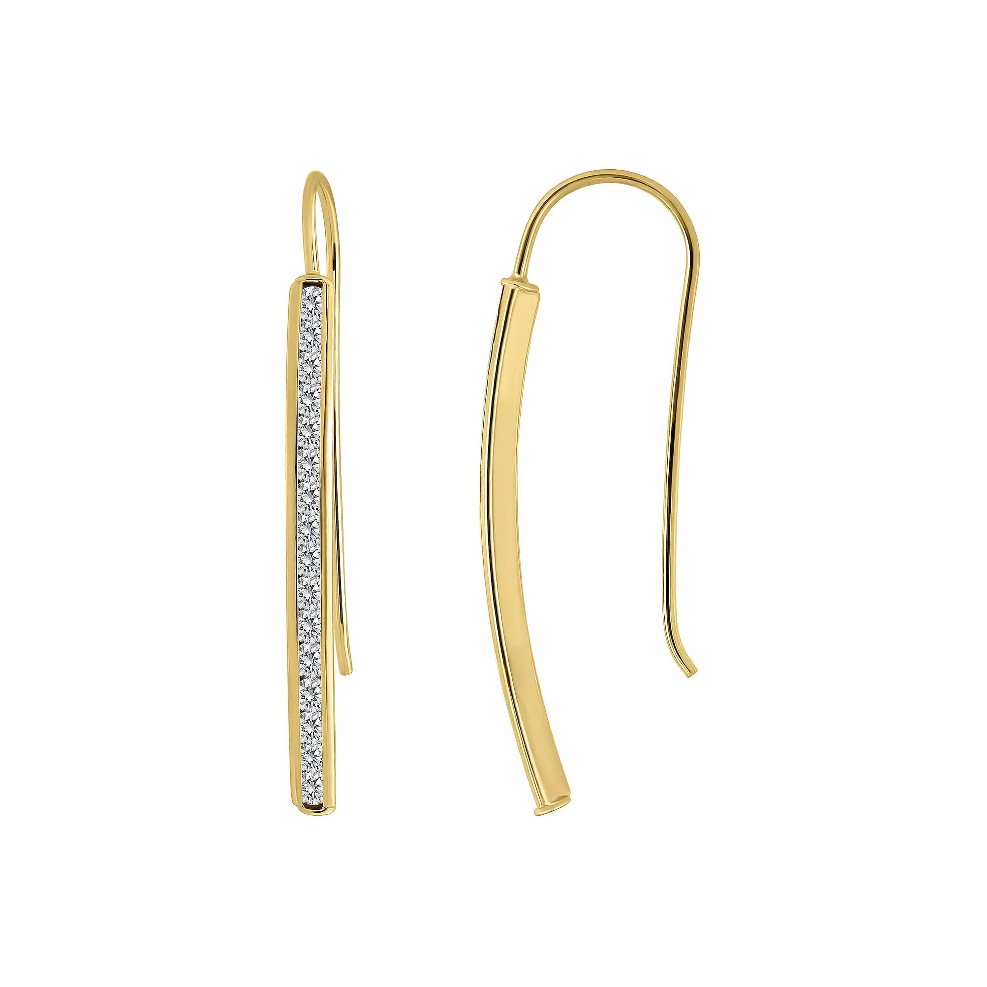 Aleure Precioso Linear Pave Bar Drop Earrings, Women's, Sterling Product Image