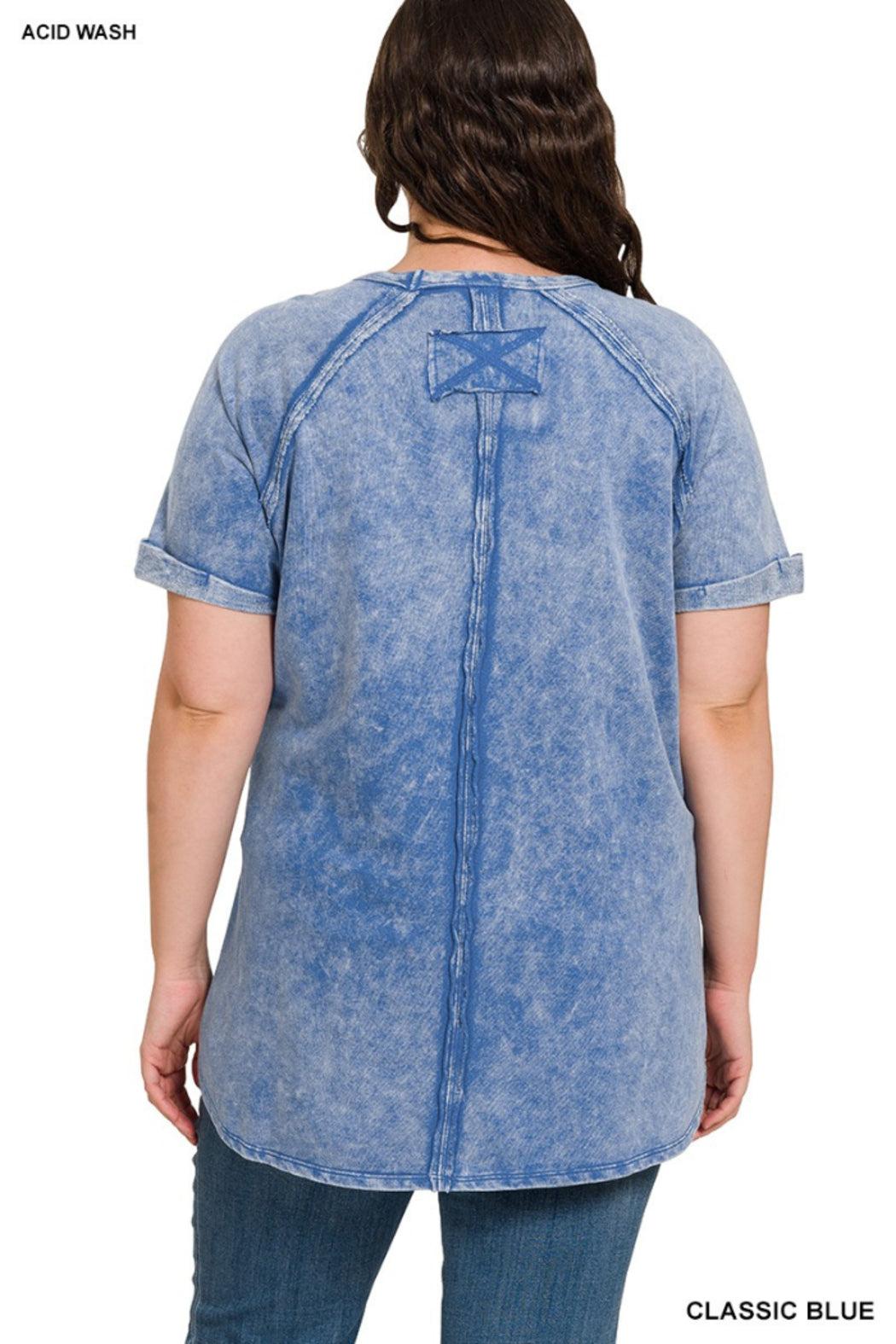 Curvy Acid Wash Pullover Product Image