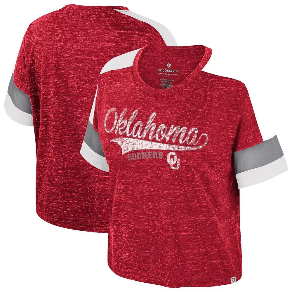 Women's Colosseum Crimson Oklahoma Sooners Color Block Scoop Neck T-Shirt,  Product Image