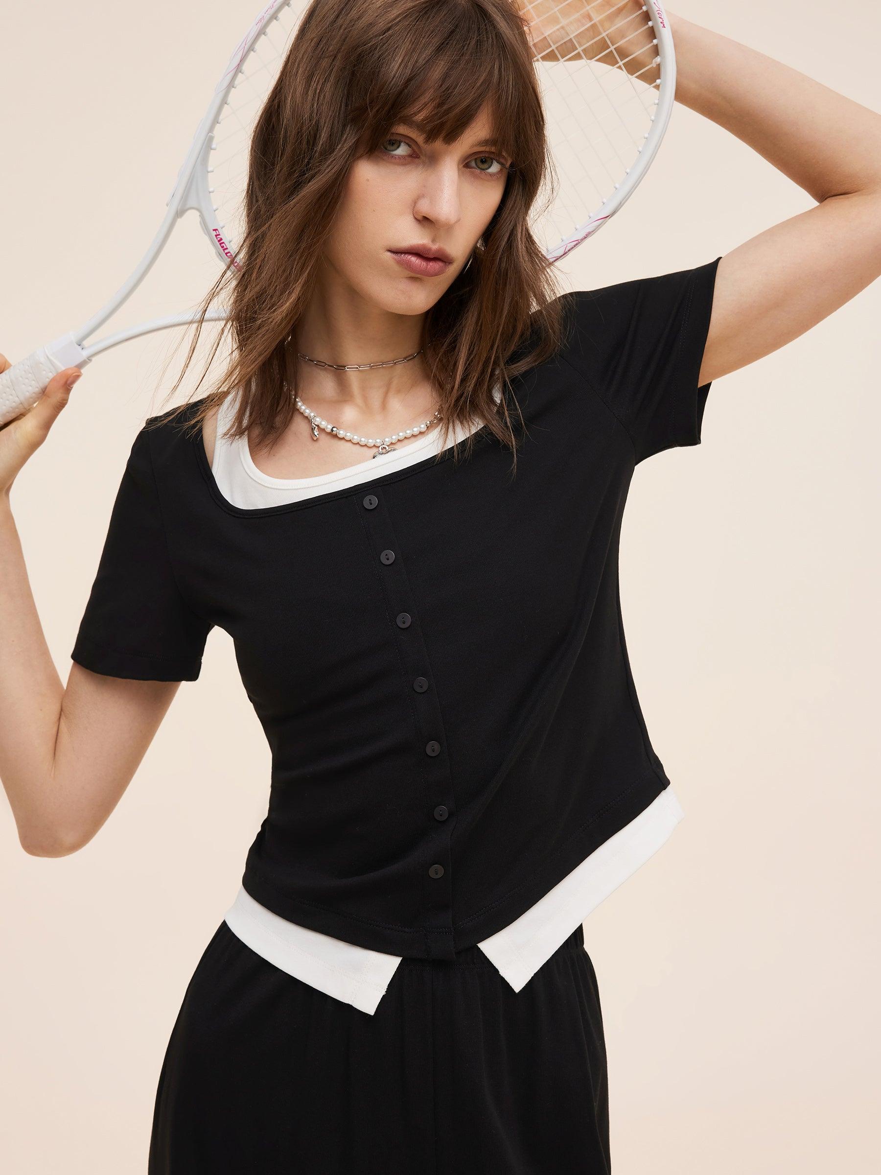 Mock Layered Knit Top And Pants Two-Piece Set Product Image