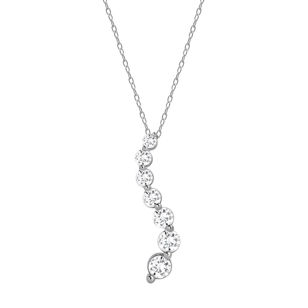 Diamond Brilliance Sterling Silver 1 Carat T.W. Lab-Created Diamond Journey Pendant Necklace, Women's, Size: 18", Silver Tone Product Image