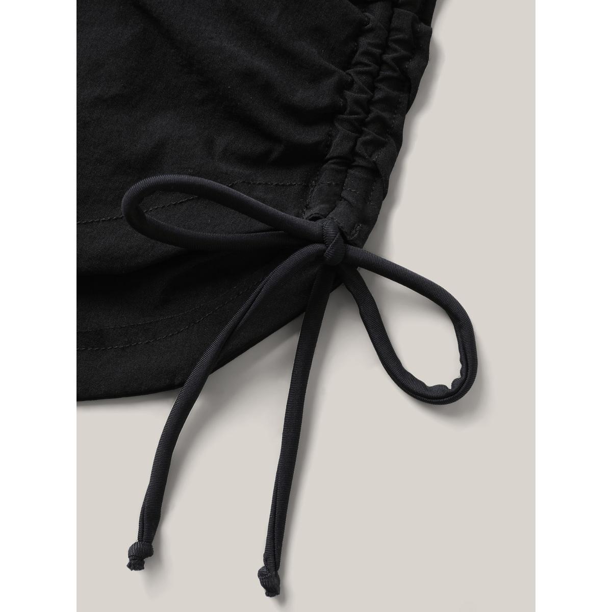 Plus Size Adjustable Side Drawstring Swim Bottoms Women's Swimwear Black Resort Drawstring High stretch Bodycon Mid Rise Curve Swim Bottoms BloomChic 22-24/3X Product Image