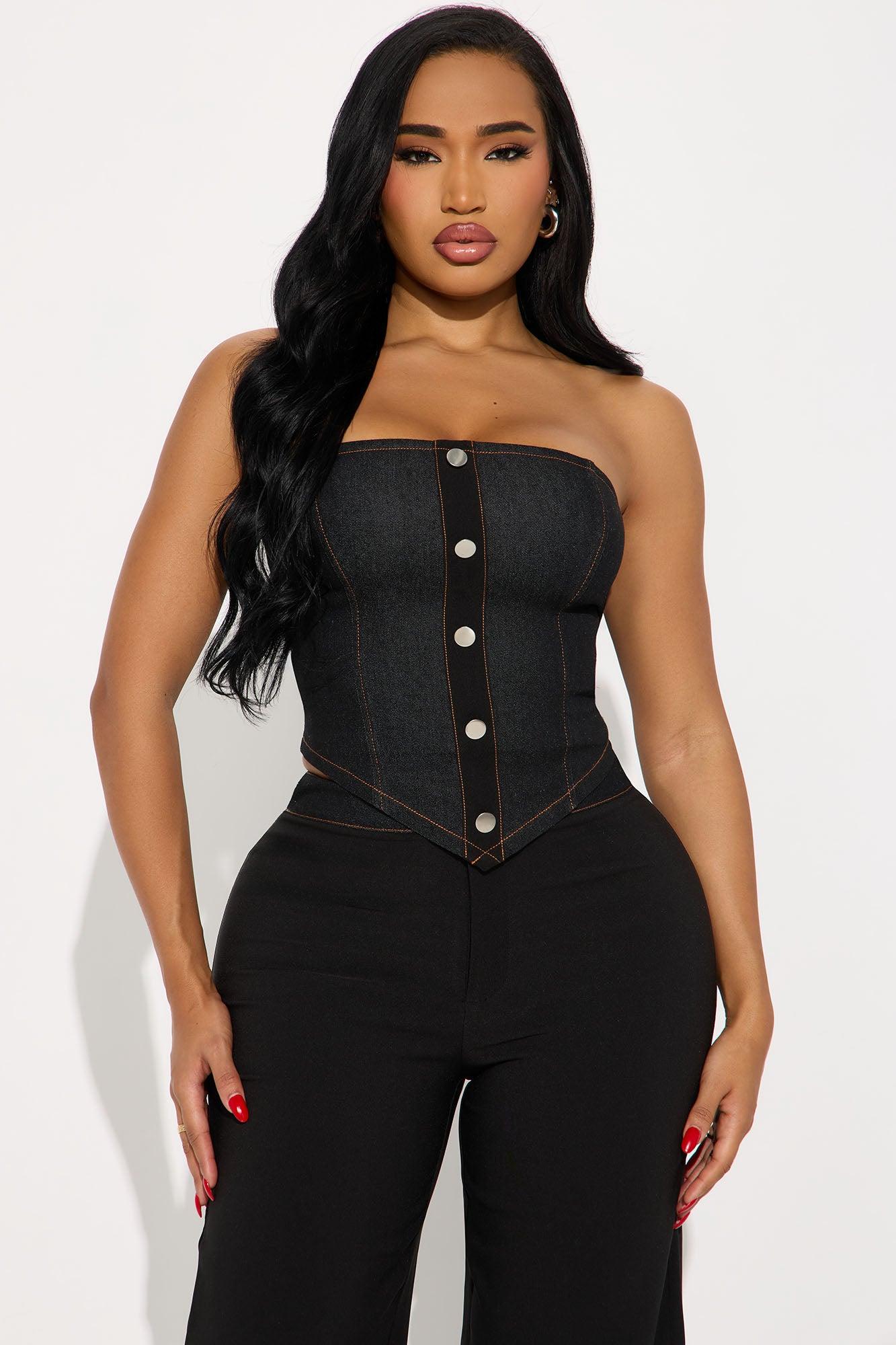 Leah Strapless Wide Leg Pant Set - Black Female Product Image