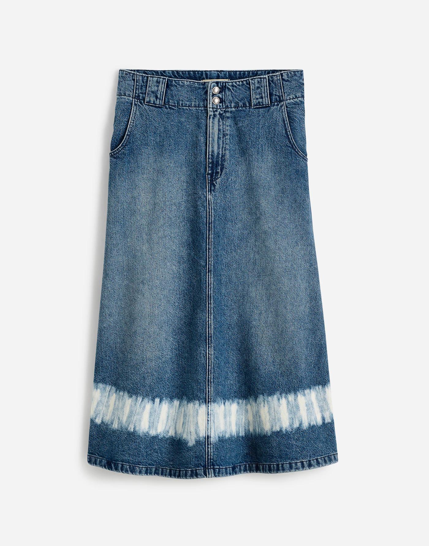 Shibori Denim A-Line Midi Skirt Product Image