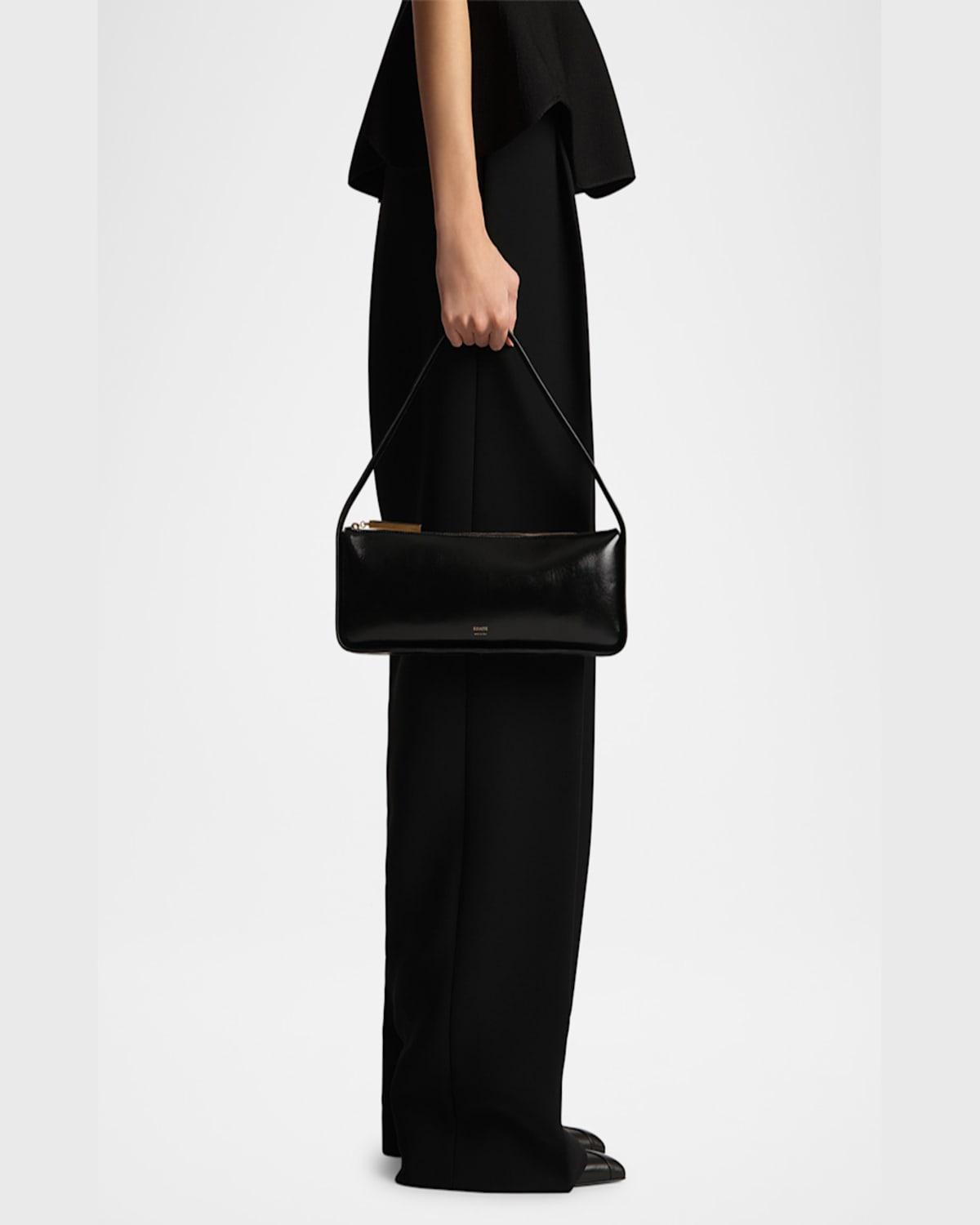 KHAITE Lori Crackle Patent Leather Shoulder Bag In Black Product Image