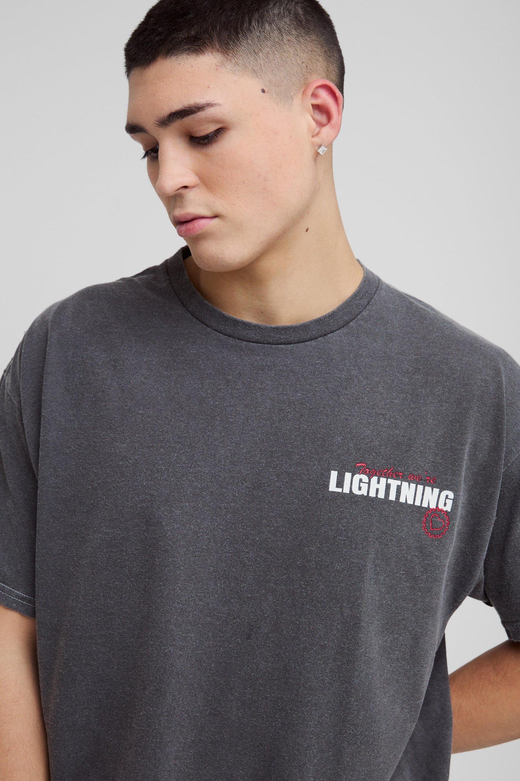 Oversized Disney Pixar Cars Together We're Lightning License T-Shirt | boohooMAN USA Product Image